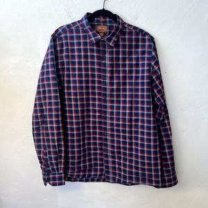 RED ALE Men's Flannel Shirt Blue Red Plaid Button Long Sleeve Size Large Tall